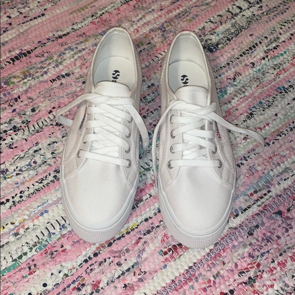 Superga White Platforms